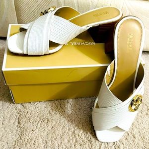 Michael Kors white mule sandals